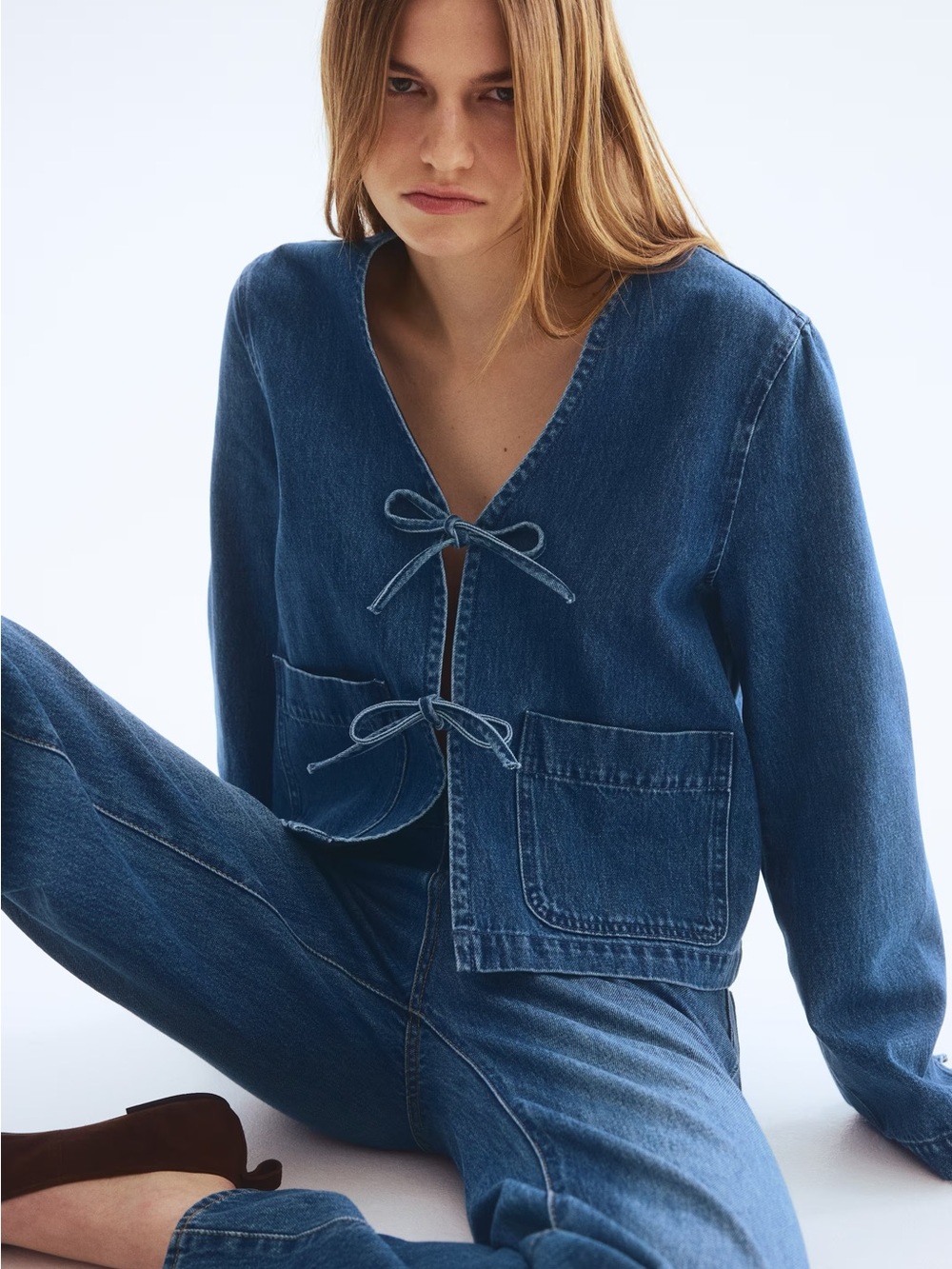 H&M Tie-Front Denim Jacket - Picture 3 of 7